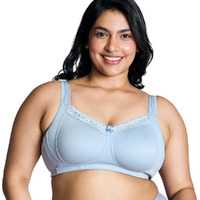 Nykd (Nyb190 Cotton Non Padded & Non Wired Everyday Lace Bra For Women | Full Coverage Bra With Super Soft Wide & Thick Straps - Light Blue