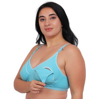 Fabme Women's Cotton Non Padded Wire Free Maternity Bra Green