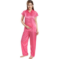 Fabme Women's Satin Solid Night Suit Set Pack Of 1 (Nw085_Peach_Xx-Large_Peach_2Xl)
