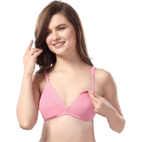 Fabme Women's Cotton Non Padded Wire Free Seamless Bra Pink