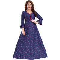 Fabme Women's Satin Floor Length Casual Nightgown (Nw0251-61_Dark Pink_2Xl)