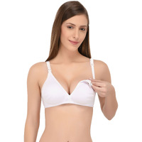 Fabme Women's Cotton Non Padded Wire Free Seamless Bra White