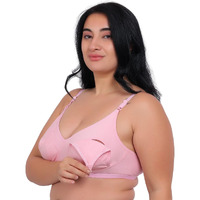 Fabme Women's Cotton Non Padded Wire Free Maternity Bra Pink