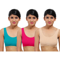 Fabme Women's Nylon Blend Wire Classic Full-Coverage Bra (Pack Of 3) (Po3-Air-Rm-Dpk-Sk_Rama, Dark Pink, Skin_Free Size)