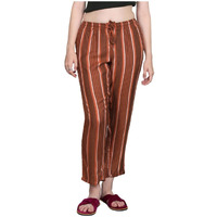 Evolove Women's Super Soft Comfortable Rayon Printed Pyjama Relaxed Lounge Pants With Pockets (Orange Strip, Npjry3150Os-L)