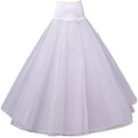 Fabme Women's Spandex A-Line Floor Length Petticoat Crinoline Underskirt For Wedding Dress (White, One Size)