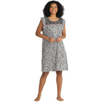 Evolove Women's Viscose Liva Knee Length Short Night Gown Nighty Dress With Pocket, Super Soft Comfortable (White & Black, Sngry1762Ow-M)