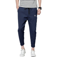 Eyebogler Men's Solid Brand Logo Track Pants Navy Blue