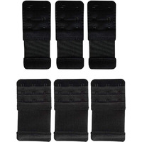 Fabme Black Bra Extender With Attached Elastic (Pack Of 6)