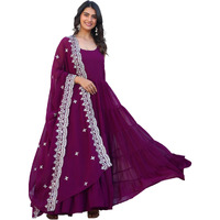 Fashion Basket Georgette Anarkali Dress For Women Red