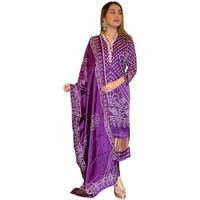 Fashion Basket Wedani Chanderi Kurta Set For Women Purple
