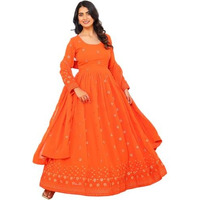 Fashion Basket Georgette Anarkali Kurta For Women Orange