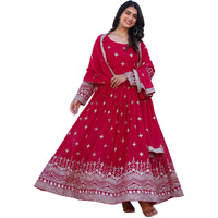 Fashion Basket Georegtte Embroidered Anarkali Long Dress For Women
