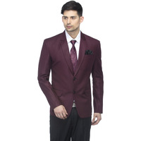 Favoroski Designer Men's Slim Fit Notched Lapel Single Breasted Solid Blazer, Wine (Favbl161115-Wine-3Xl)