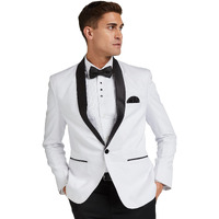 Favoroski Designer Men's Slim Italian Fit Shawl Collar Tuxedo Suit Blazer (White, 2Xl)
