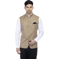 Favoroski Bandhgala Sleeveless Jackets Ethnic Men's Wear Waistcoat (Beige_36)