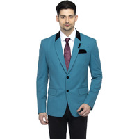 Favoroski Designer Men's Slim Fit Notch Lapel Collar Single Breasted Tuxedo Blazer, Turquoise Green 2Xl
