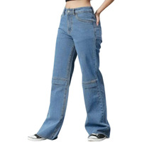 Greciilooks Women's Slouchy Denim Cotton & Lycra Denim Regular Fit High Rise Jeans (Blue, 30)