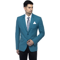 Favoroski Designer Men's Slim Fit Notch Lapel Collar Single Breasted Tuxedo Blazer, Turquoise Green 2Xl