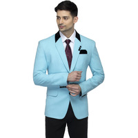 Favoroski Designer Men's Slim Fit Notch Lapel Collar Single Breasted Tuxedo Blazer, Sky Blue Xl