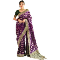 Flosive Banarasi Kanjivaram Silk Saree For Women | Wedding & With Rich Zari Work (Purple)