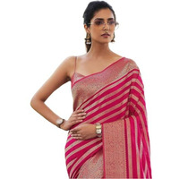 Flosive Women's Beautiful Crimson Red Kanjivaram Silk Saree With Blouse