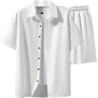 Flosive Creation Men's Popcorn Fabric Co-Ord Set (L, White)