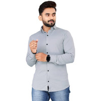 Flosive Men's Cotton Lycra Blend Checkered Men Shirt (Xl, Grey)