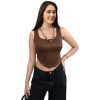 Greciilooks Women's Solid Regular Fit Tops (Gl-W.Top-W2266_Brown