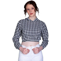 Greciilooks Women Lycra Western Regular Fit Crop Hoodies (Black , Small)