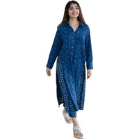 Gosriki Women's Rayon Viscose Printed Straight Kurta With Pant (Daegga Blue-Gs_S_Blue_Small)