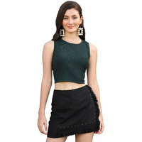 Greciilooks Womens Ribbed Regular Fit Jeans Tops (Olive, X-Large)