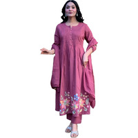 Gosriki Women's Rayon Viscose Embroidered Anarkali Kurta With Pant & Dupatta (Satsang Pink-Gs_5Xl_Pink_Xxxxx-Large)