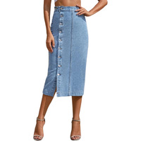 Greciilooks Women's Denim Western Standard Length Skirt