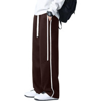 Greciilooks Korean Style Track Pants For Men  Loose Fit Lycra Cargo Joggers | Trendy Gym & Streetwear Bottoms With Utility Pockets Dark Brown