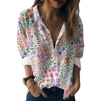 Gufrina Women's Floral Printed Button Down Western Shirt With Collar Neck And Rolled-Up Long Sleeves In Relaxed Fit (White S)