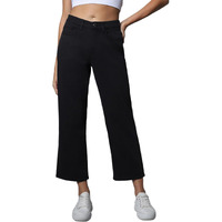 High Star Women's Dad Fit Stretchable Jeans (Hswjnw23102_Bk2_Black_34)