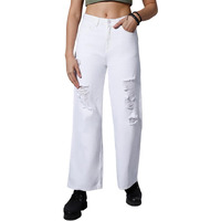 High Star Women's Wide Leg Stretchable Jeans (Hswjns1990_White_30)