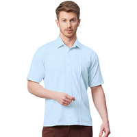 Greciilooks Mens Cotton Lycra Casual Shirt Regular Fit Men Casual Shirt (Sky Blue, Large)