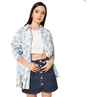 High Star Women's Oversized Shirts (Hswshs23015_Bl_M_Blue M)