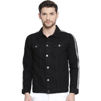High Star Men's Black Solid Denim Jacket | Versatile Denim Jacket For Men (M)