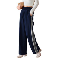 Greciilooks Women's Relaxed Fit High Rise High-Waist Korean Style Trousers | Elegant Pants | Stylish Formal & Casual Wear Blue