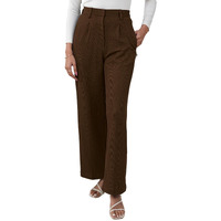 Greciilooks High Waist Cotton Trousers For Women  Flared Parachute Pants With Side Pockets | Casual Travel Cargo Pants Dark Brown