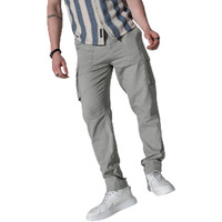 Hubberholme Men's Cotton Slim Fit Solid Cargos, Casual Trousers With Cargo Pockets (Light Grey, 30)