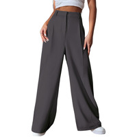 Greciilooks High Waist Trousers For Women  Flared Korean Style Formal Pants | Elegant Workwear For Office, College & Events Grey