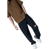 Hubberholme Men's Knee Distressed Loose Fit Jeans (Black, 32)