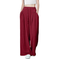 Greciilooks Women's Loose High Rise Textured Trousers | High-Waisted Pant | Korean Trousars