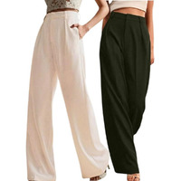 Greciilooks High Waist Trousers For Women  Flared Korean Style Formal Pants | Elegant Workwear For Office, College & Events (Available In Plus Size And Combo Pack Of 2)