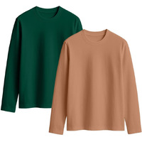 Juneberry Cotton Round Neck Regular Fit Solid Core Full Sleeve T-Shirt Combo For Women & Girls (Pack Of 2) (Po2_Jb_Fs_Gr_Cr_L)