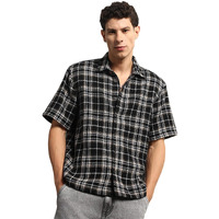 Hubberholme Men Summer Cotton Spread Collar Short Sleeves Oversized Casual Shirt 35